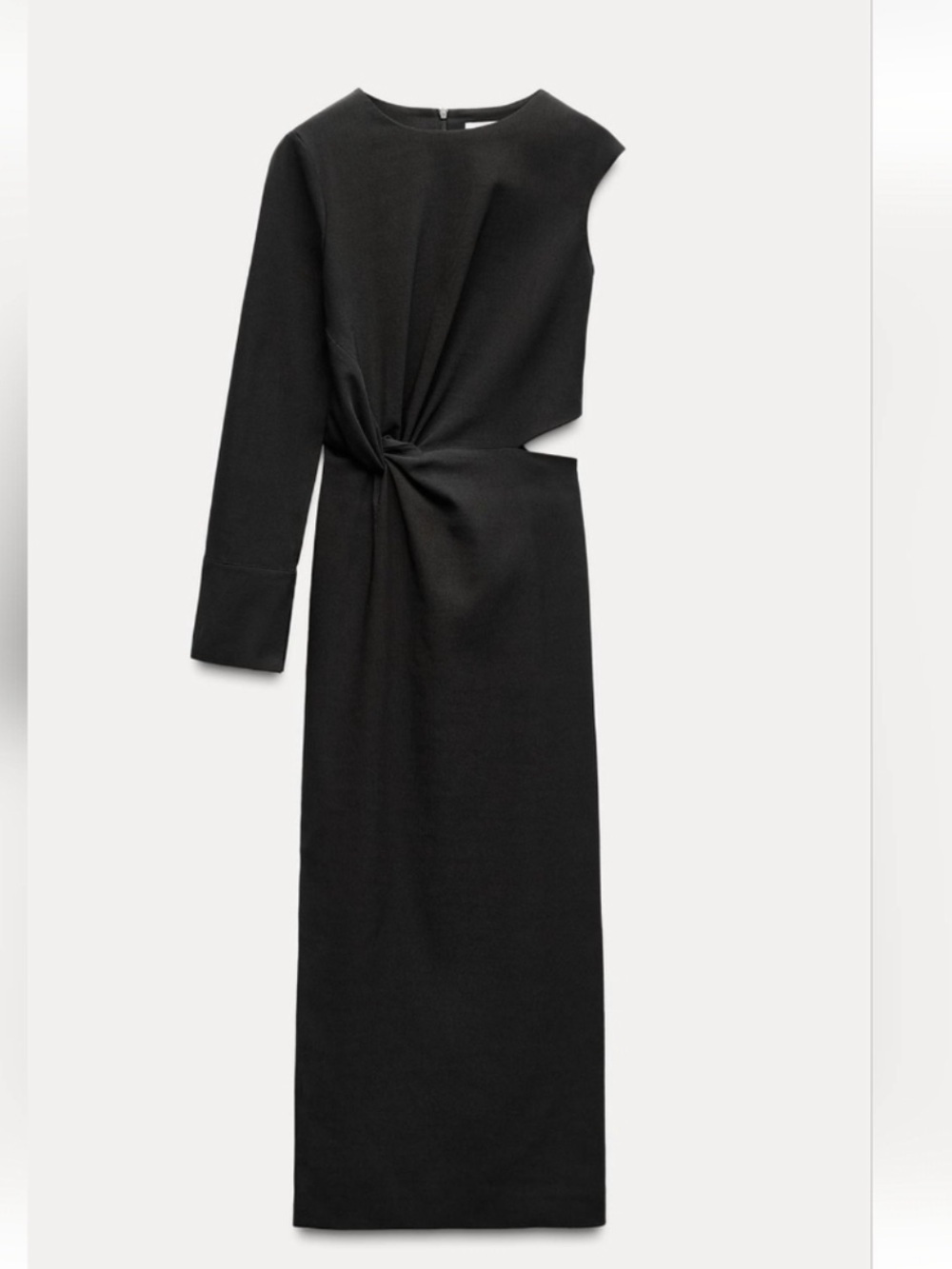 Zara Black Asymmetric Twist Cutout Maxi Dress